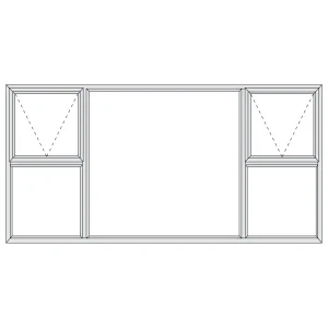 Aluminium Top Hung Window 2390 x 1190 Alu28 Series - 4 Openers