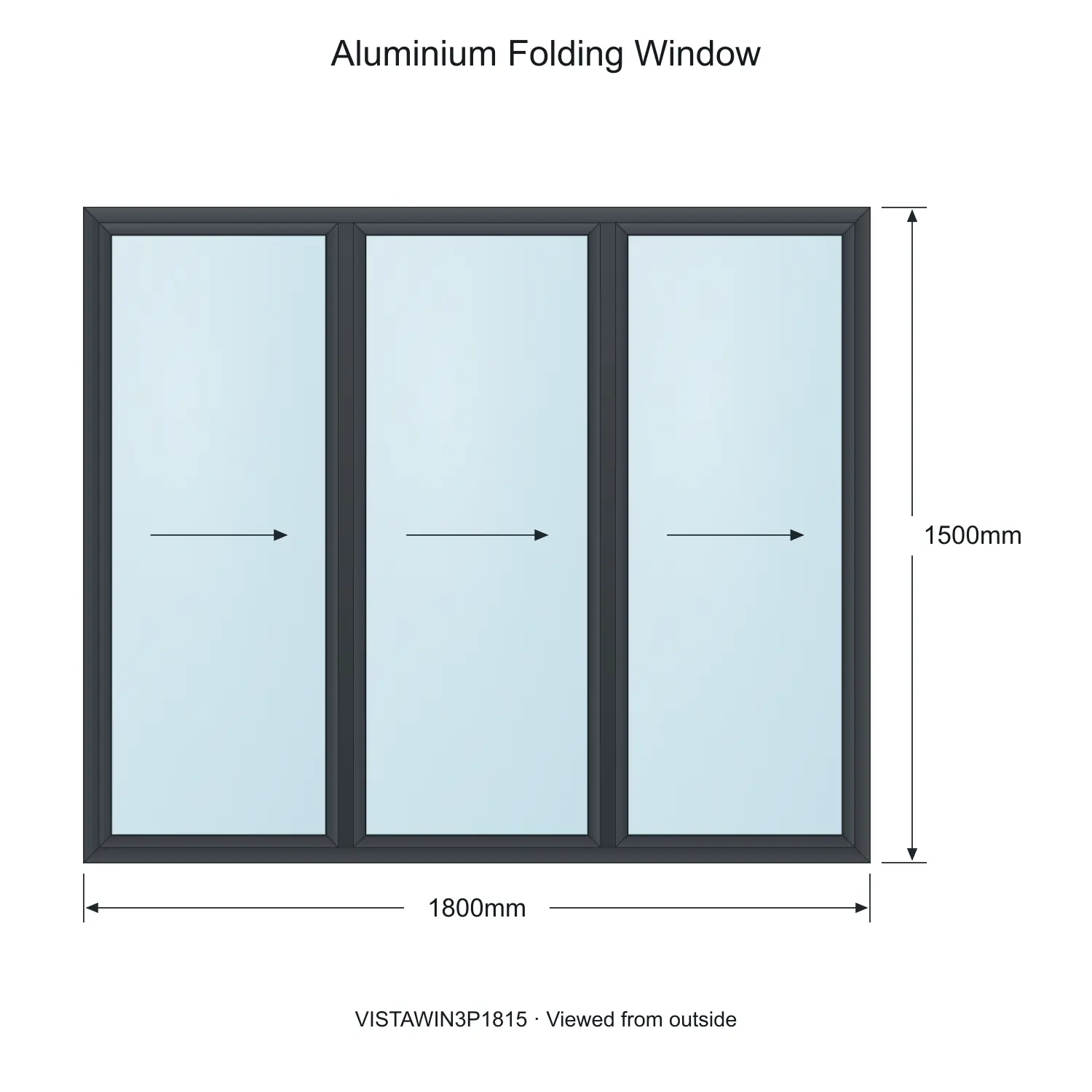 aluminium folding window vista fold vistawin3p1815 1800 x 1500 mm measurements
