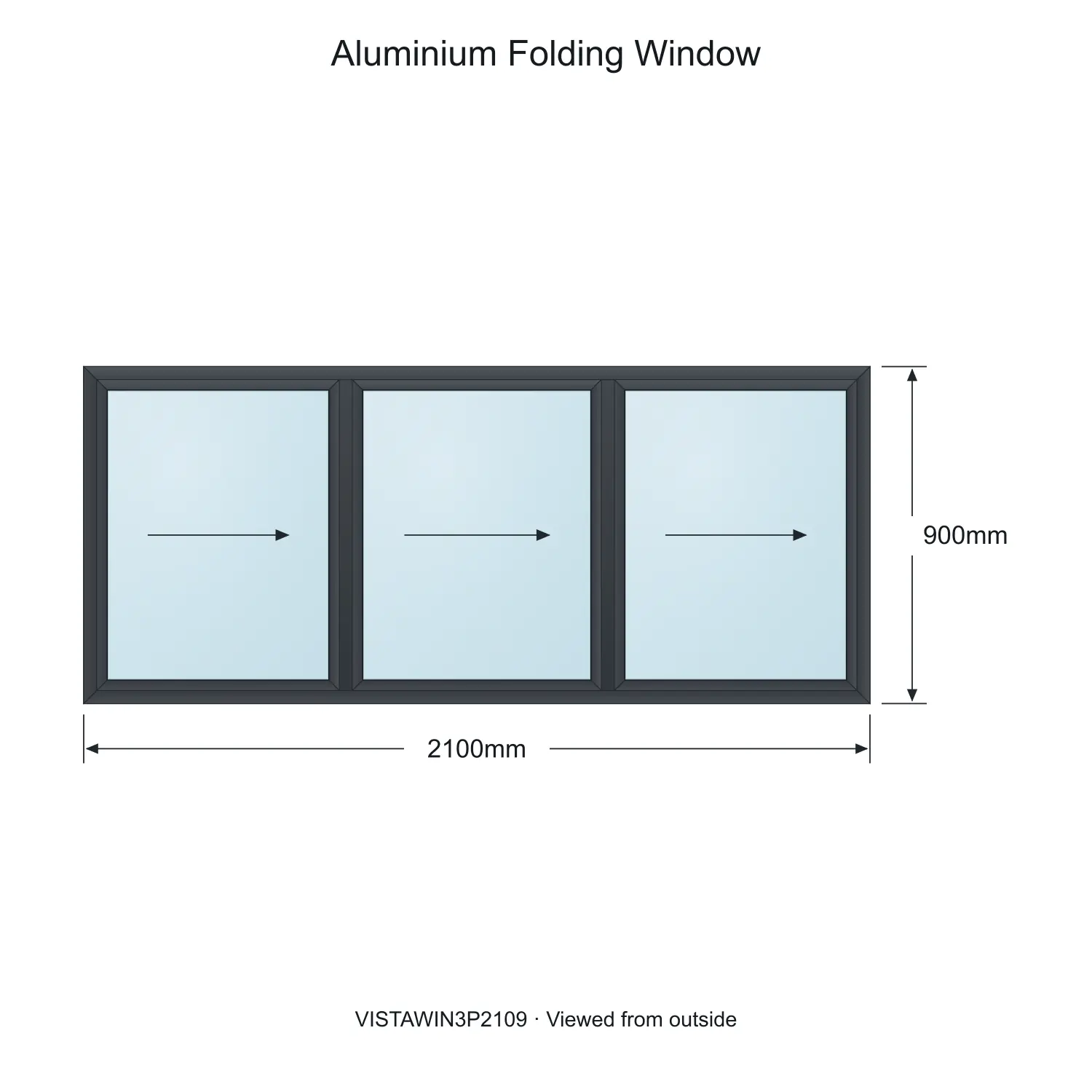 aluminium folding window vista fold vistawin3p2109 2100 x 900 mm measurements