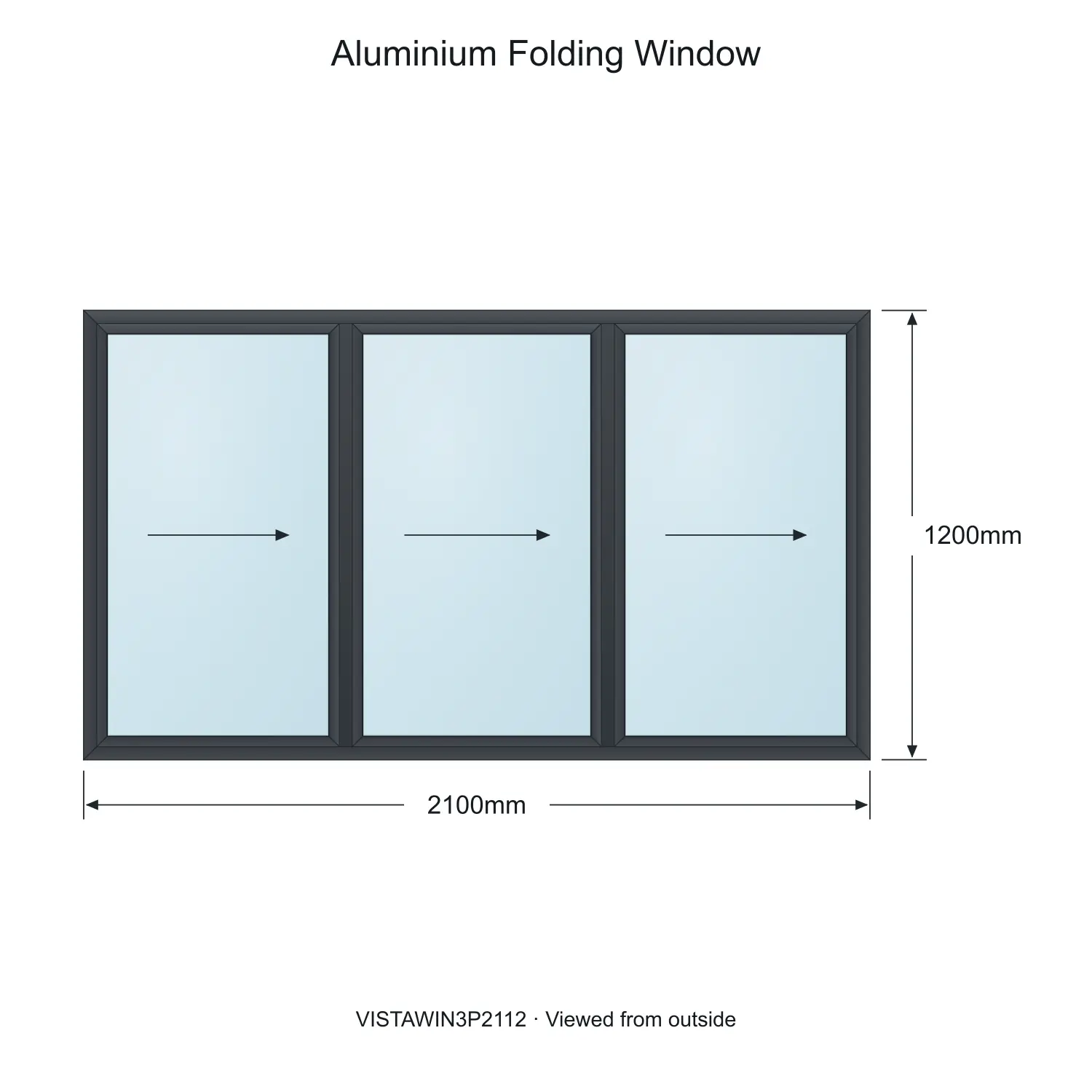 aluminium folding window vista fold vistawin3p2112 2100 x 1200 mm measurements