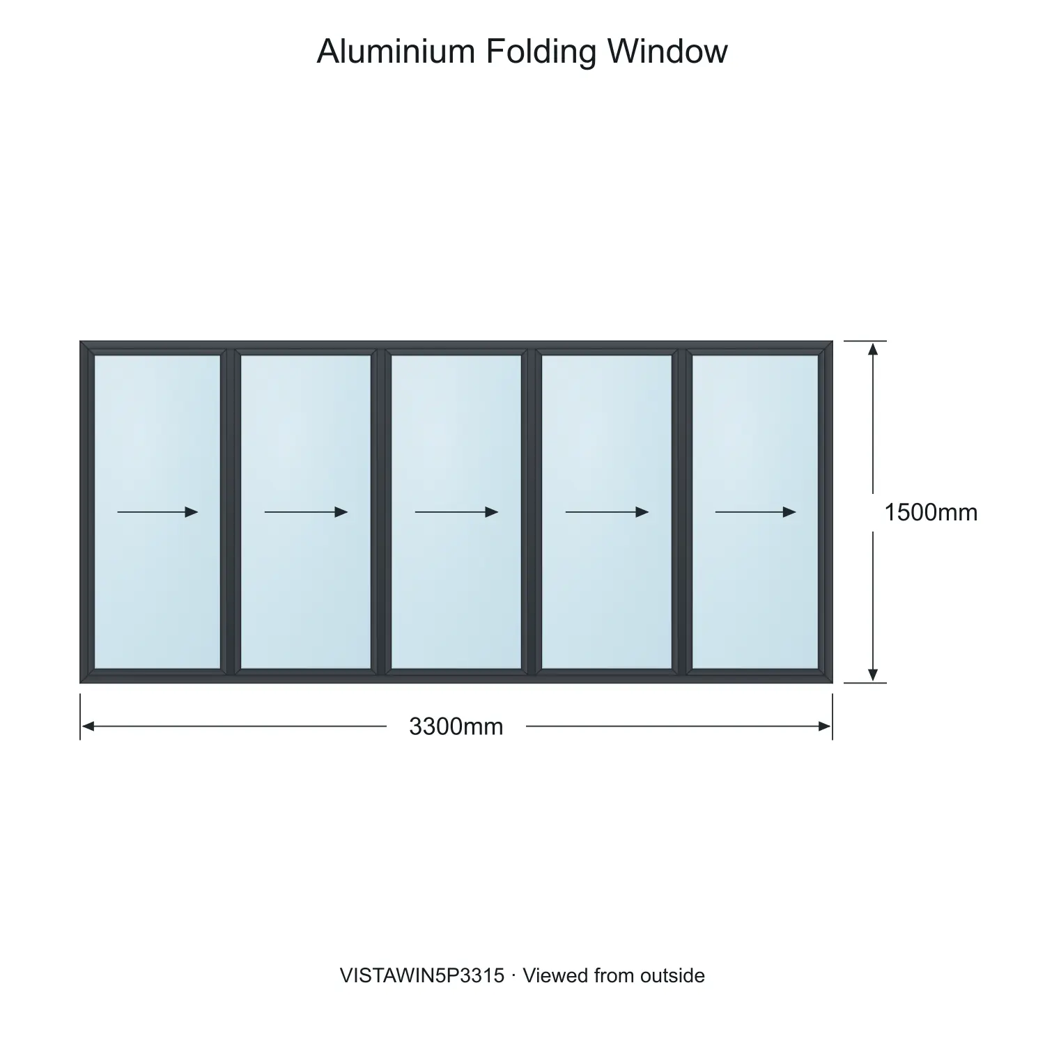 aluminium folding window vista fold vistawin5p3315 3300 x 1500 mm measurements