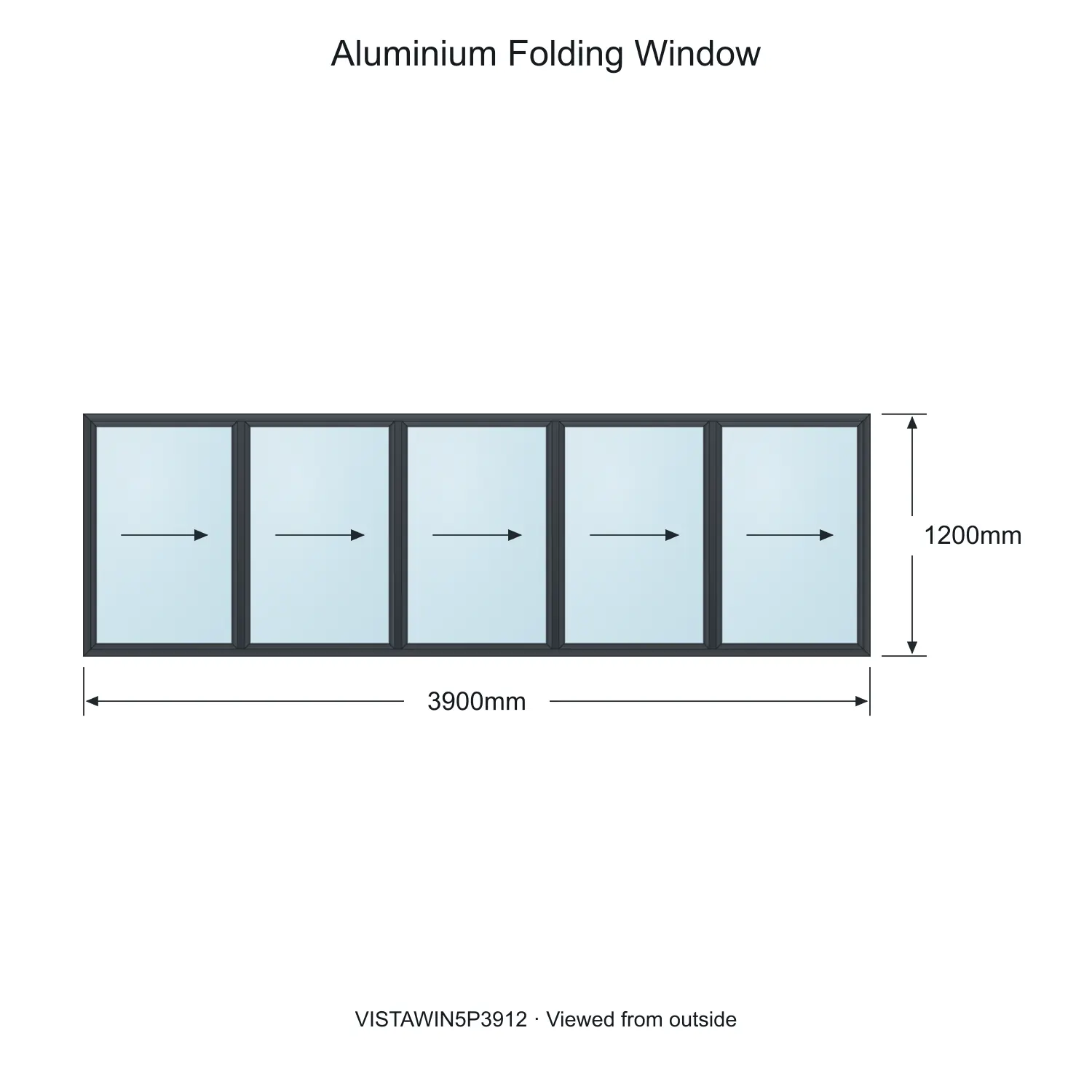 aluminium folding window vista fold vistawin5p3912 3900 x 1200 mm measurements