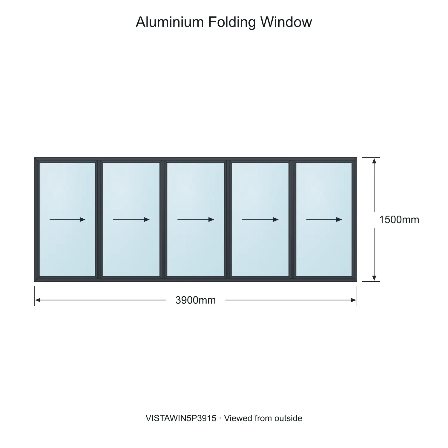 aluminium folding window vista fold vistawin5p3915 3900 x 1500 mm measurements