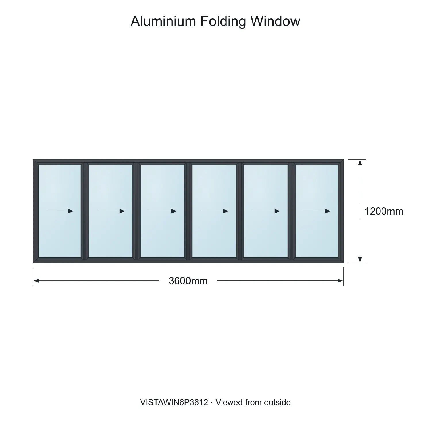 aluminium folding window vista fold vistawin6p3612 3600 x 1200 mm measurements