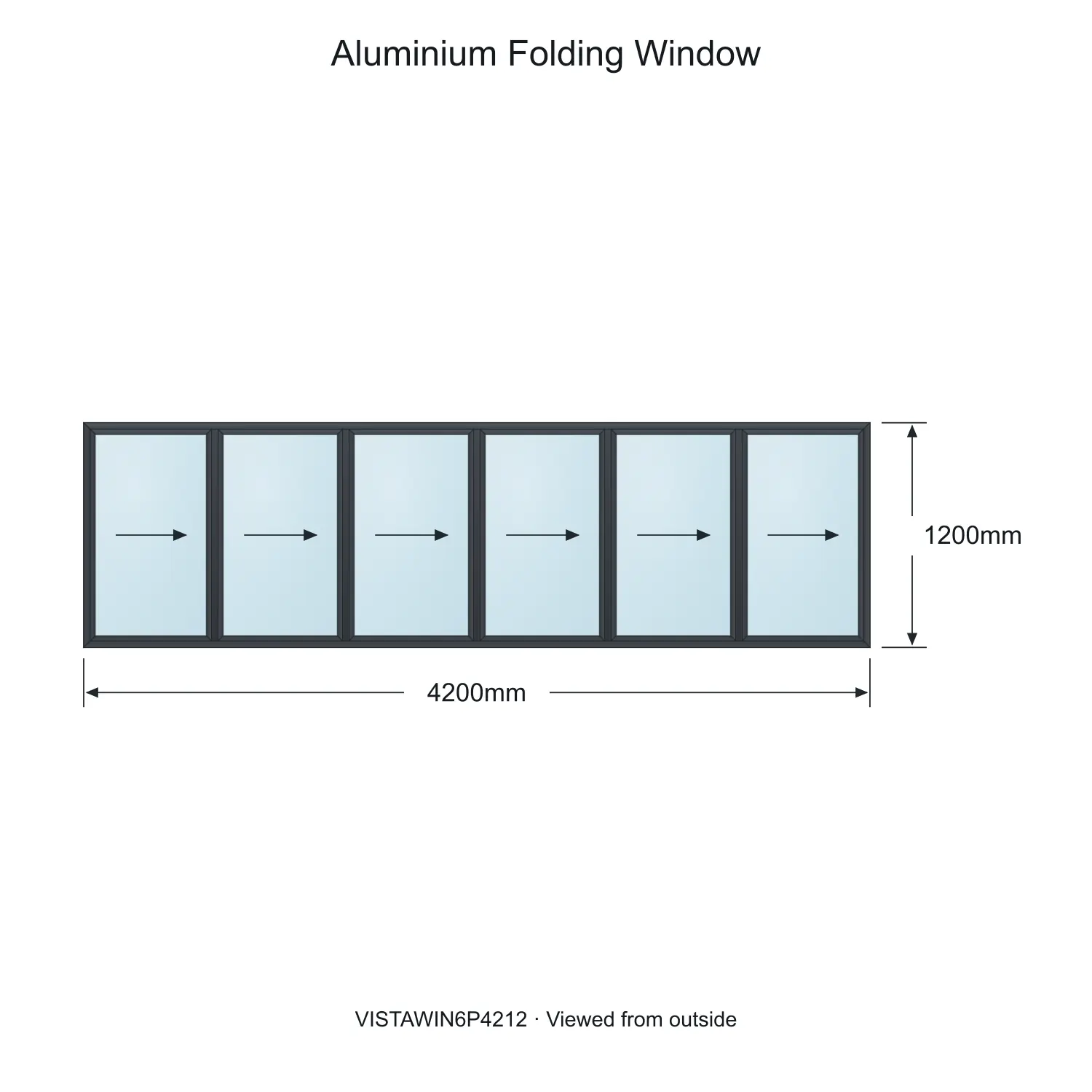 aluminium folding window vista fold vistawin6p4212 4200 x 1200 mm measurements