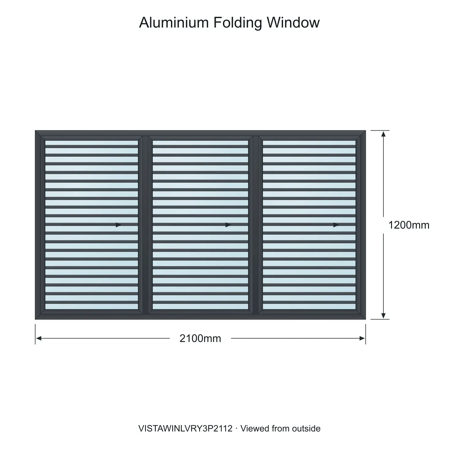 aluminium folding window vista fold y louvre vistawinlvry3p2112 2100 x 1200 mm measurements
