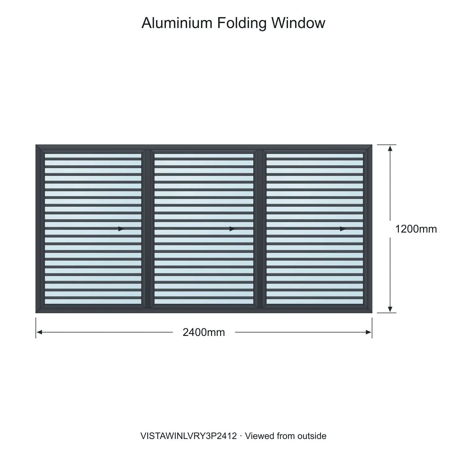 aluminium folding window vista fold y louvre vistawinlvry3p2412 2400 x 1200 mm measurements