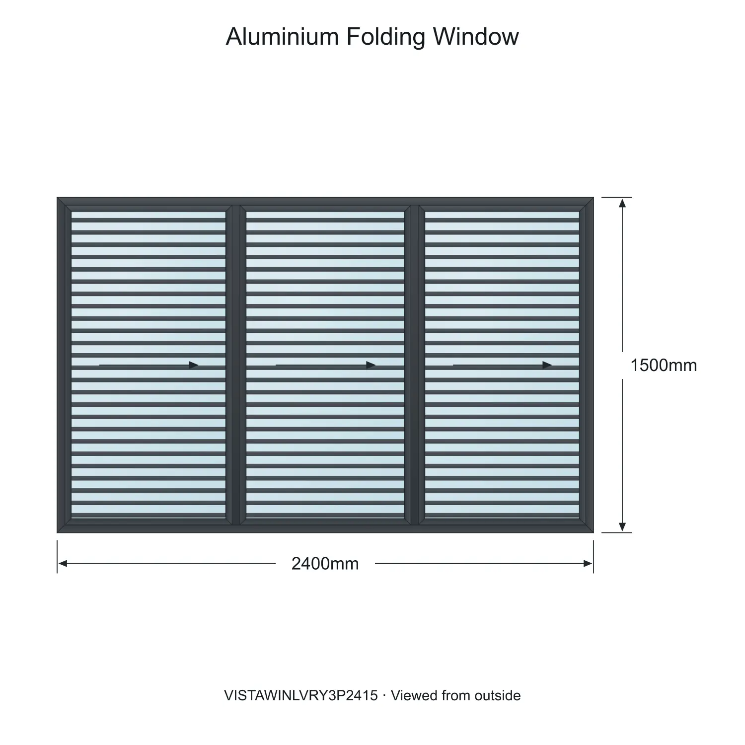 aluminium folding window vista fold y louvre vistawinlvry3p2415 2400 x 1500 mm measurements
