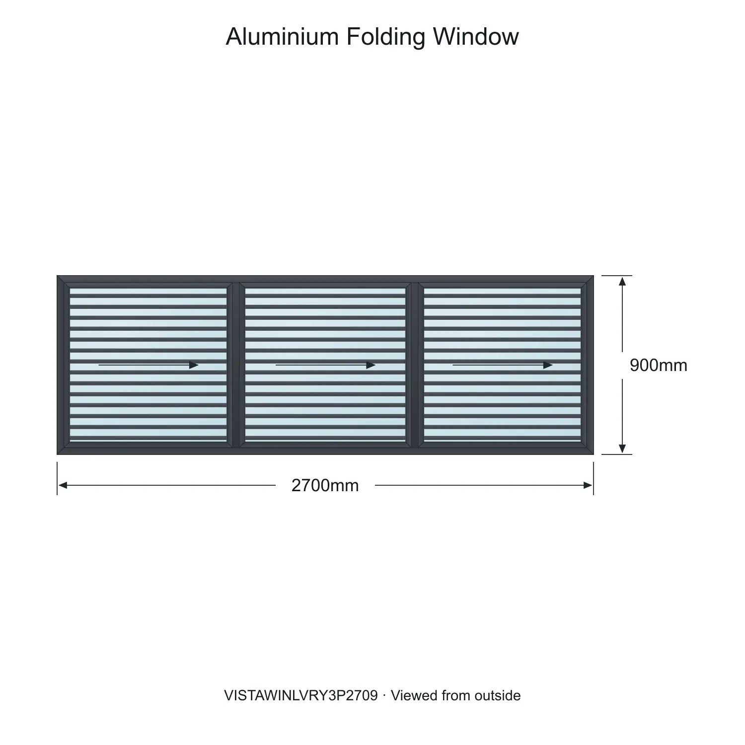 aluminium folding window vista fold y louvre vistawinlvry3p2709 2700 x 900 mm measurements