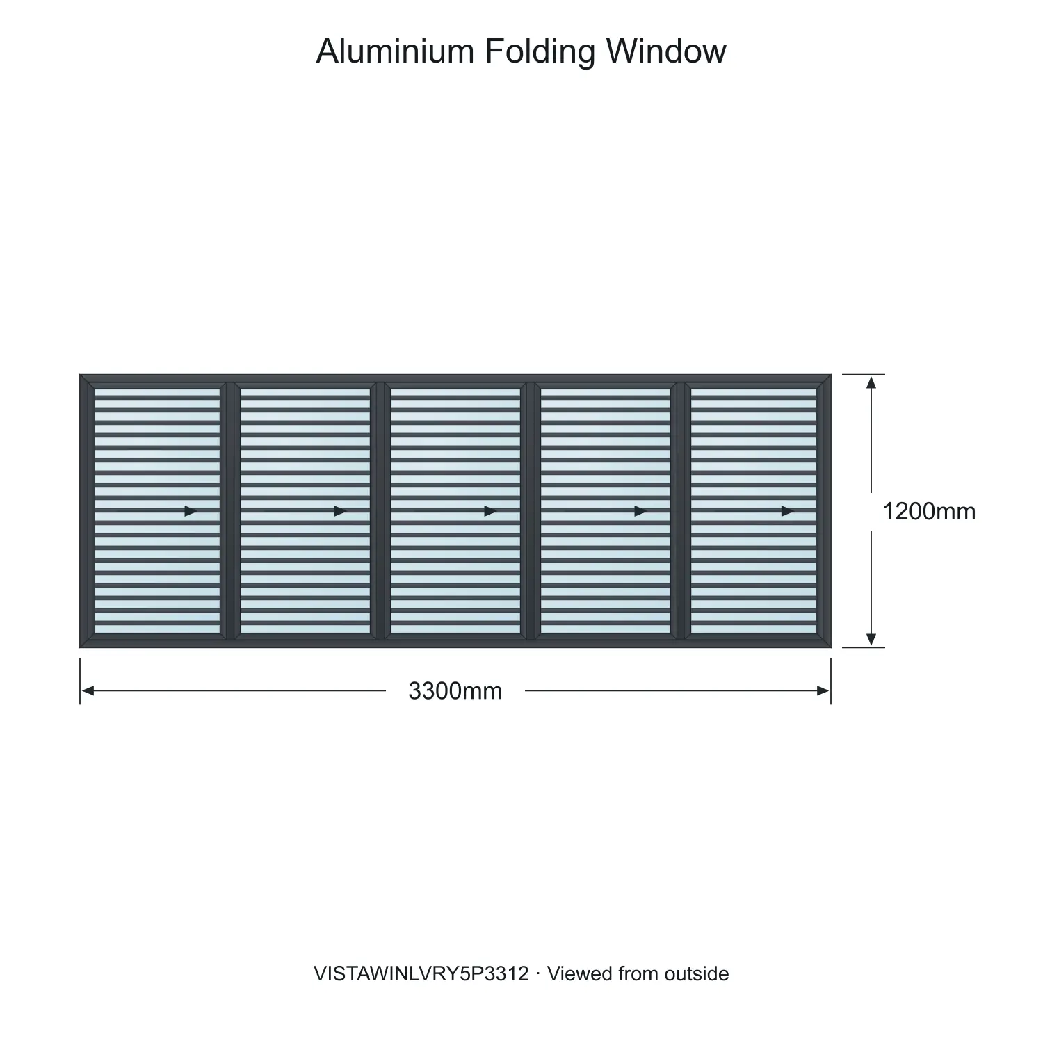 aluminium folding window vista fold y louvre vistawinlvry5p3312 3300 x 1200 mm measurements