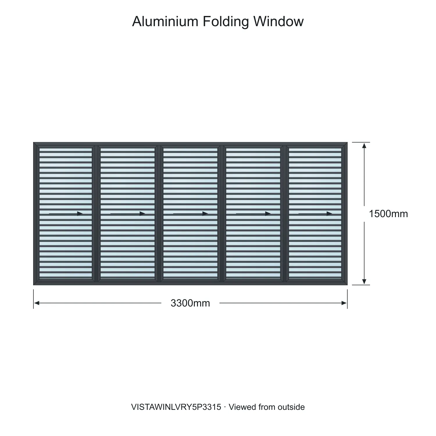 aluminium folding window vista fold y louvre vistawinlvry5p3315 3300 x 1500 mm measurements