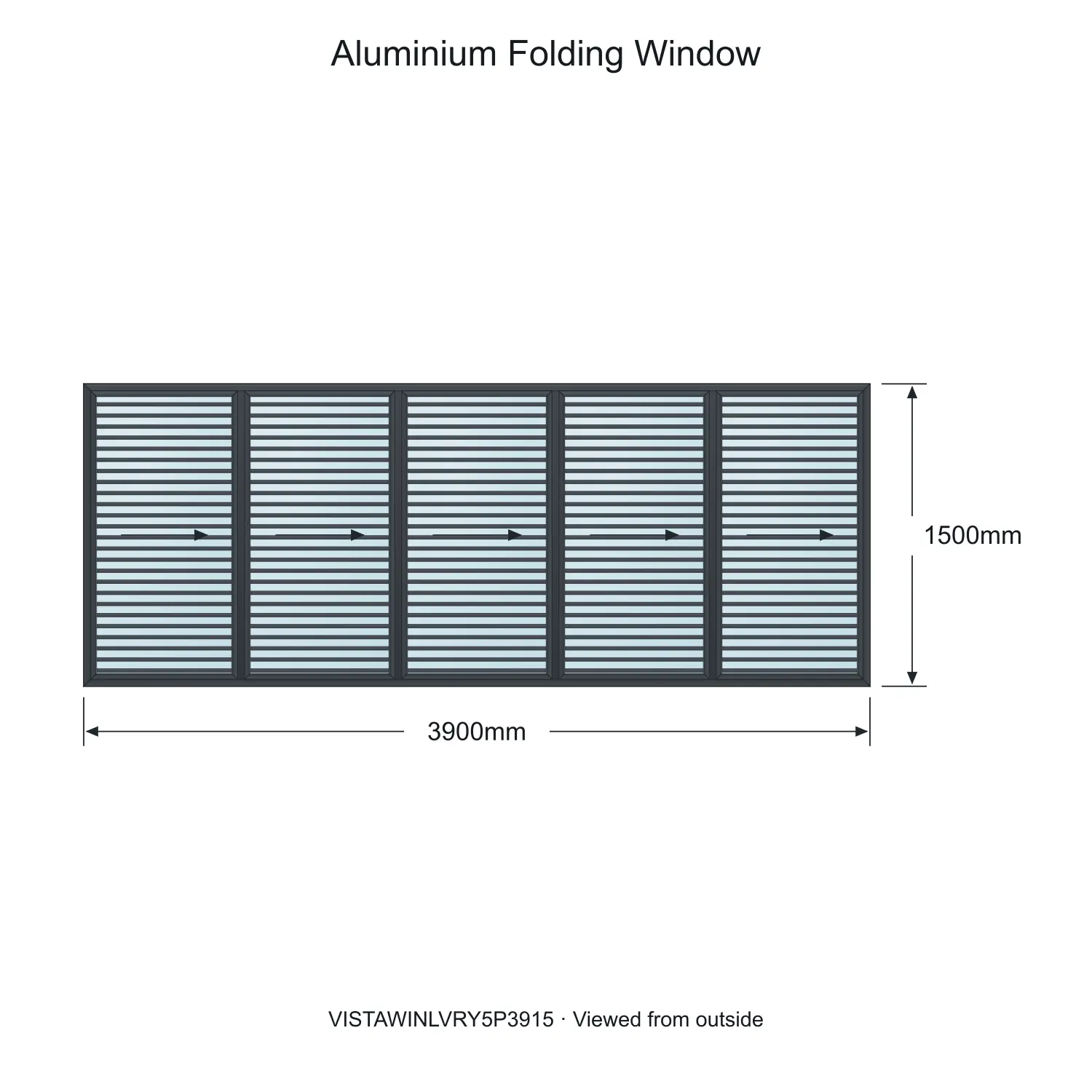 aluminium folding window vista fold y louvre vistawinlvry5p3915 3900 x 1500 mm measurements