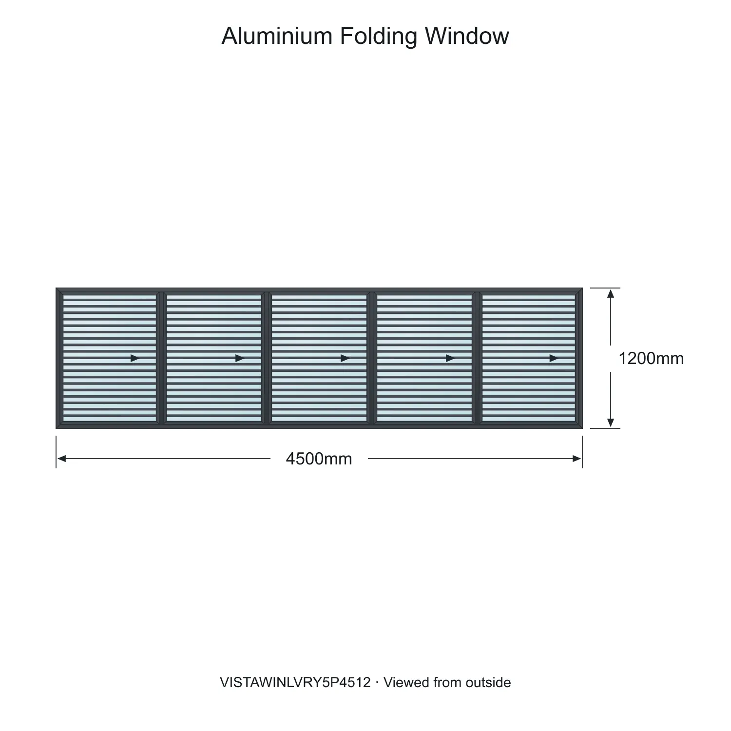 aluminium folding window vista fold y louvre vistawinlvry5p4512 4500 x 1200 mm measurements