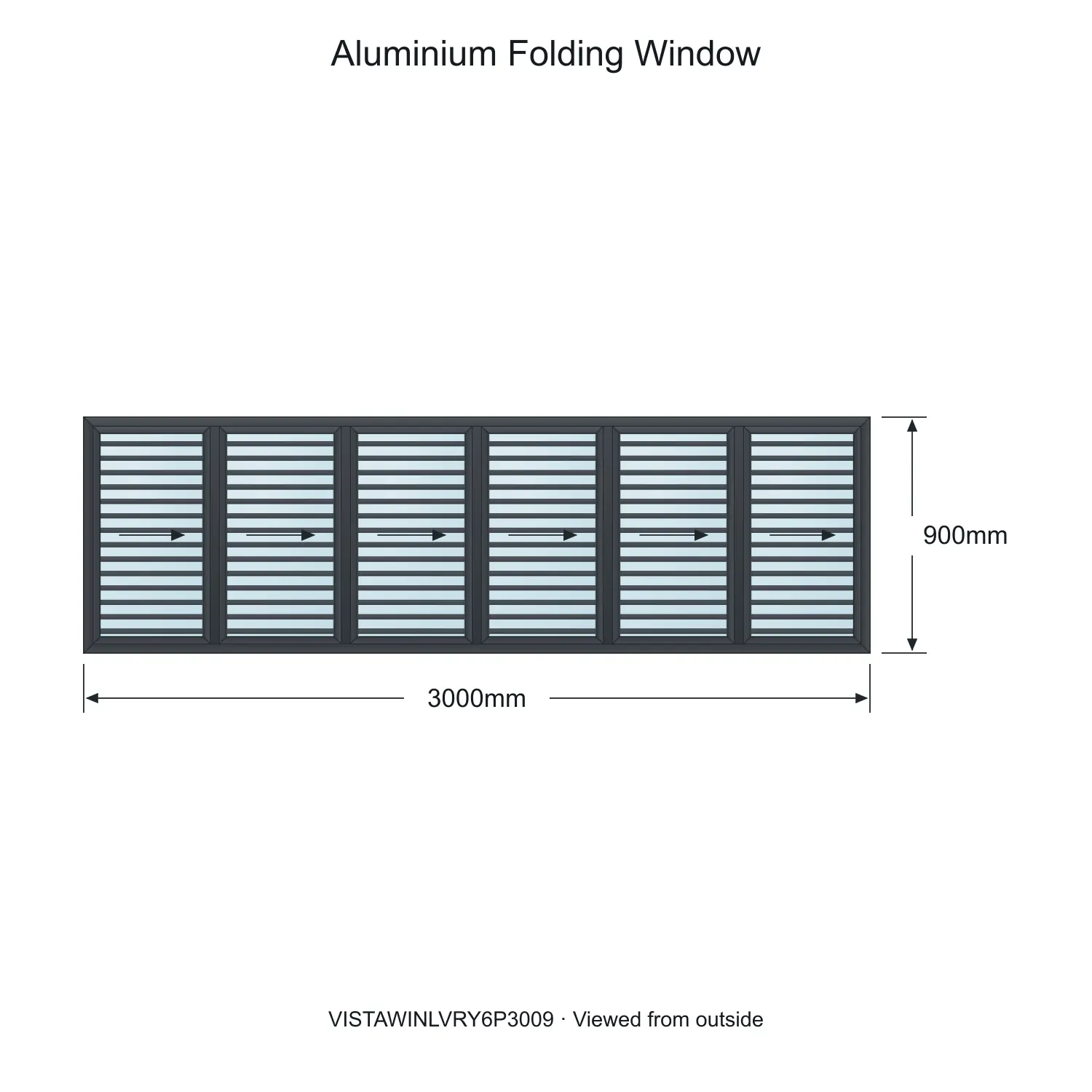 aluminium folding window vista fold y louvre vistawinlvry6p3009 3000 x 900 mm measurements