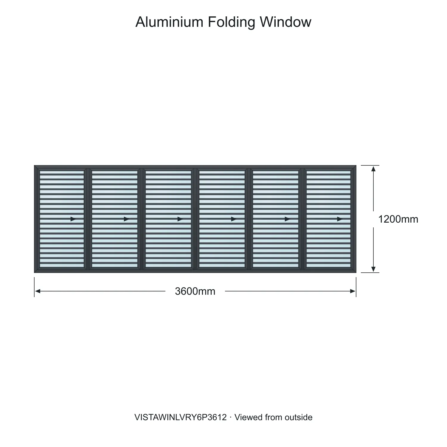 aluminium folding window vista fold y louvre vistawinlvry6p3612 3600 x 1200 mm measurements
