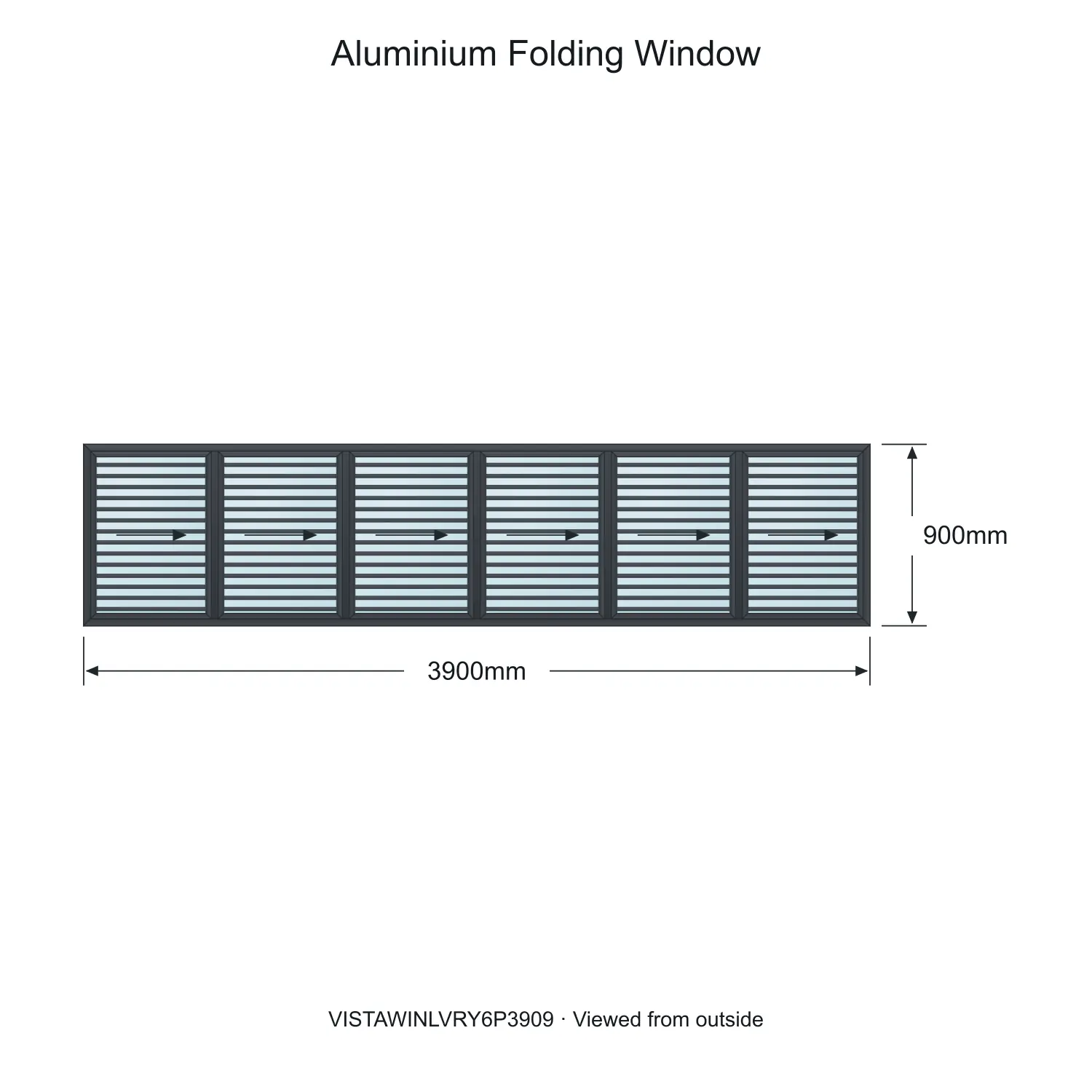 aluminium folding window vista fold y louvre vistawinlvry6p3909 3900 x 900 mm measurements