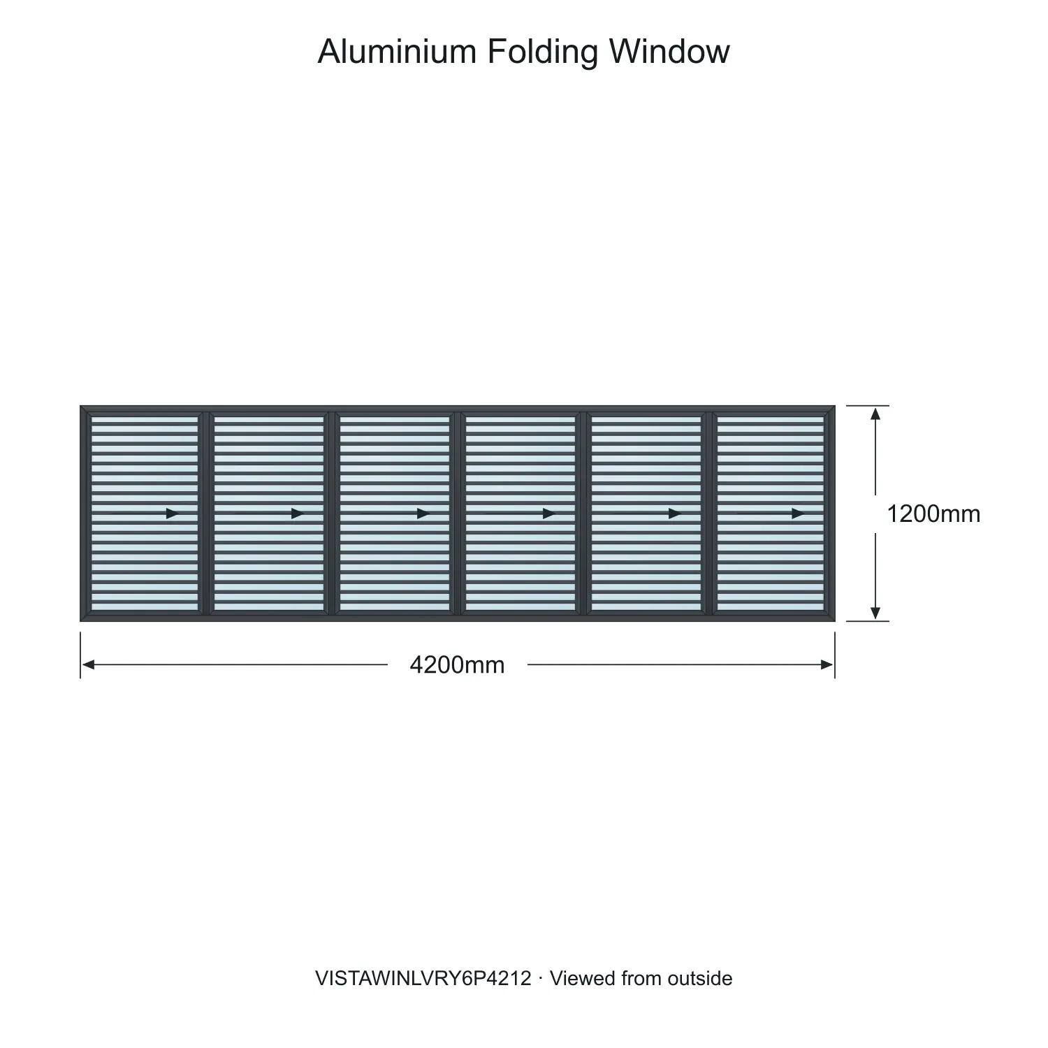 aluminium folding window vista fold y louvre vistawinlvry6p4212 4200 x 1200 mm measurements