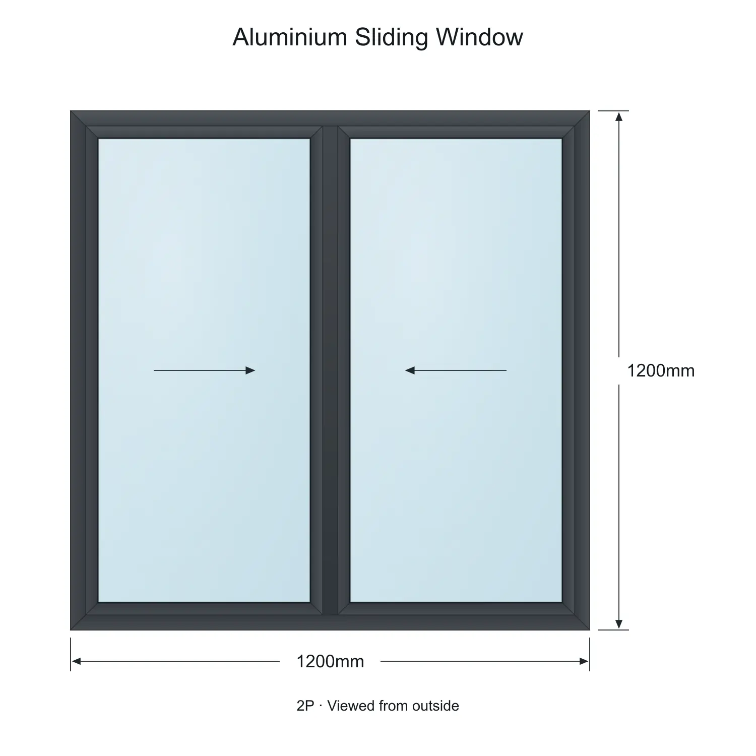 aluminium sliding window eagle 2p 1200 x 1200 mm measurements