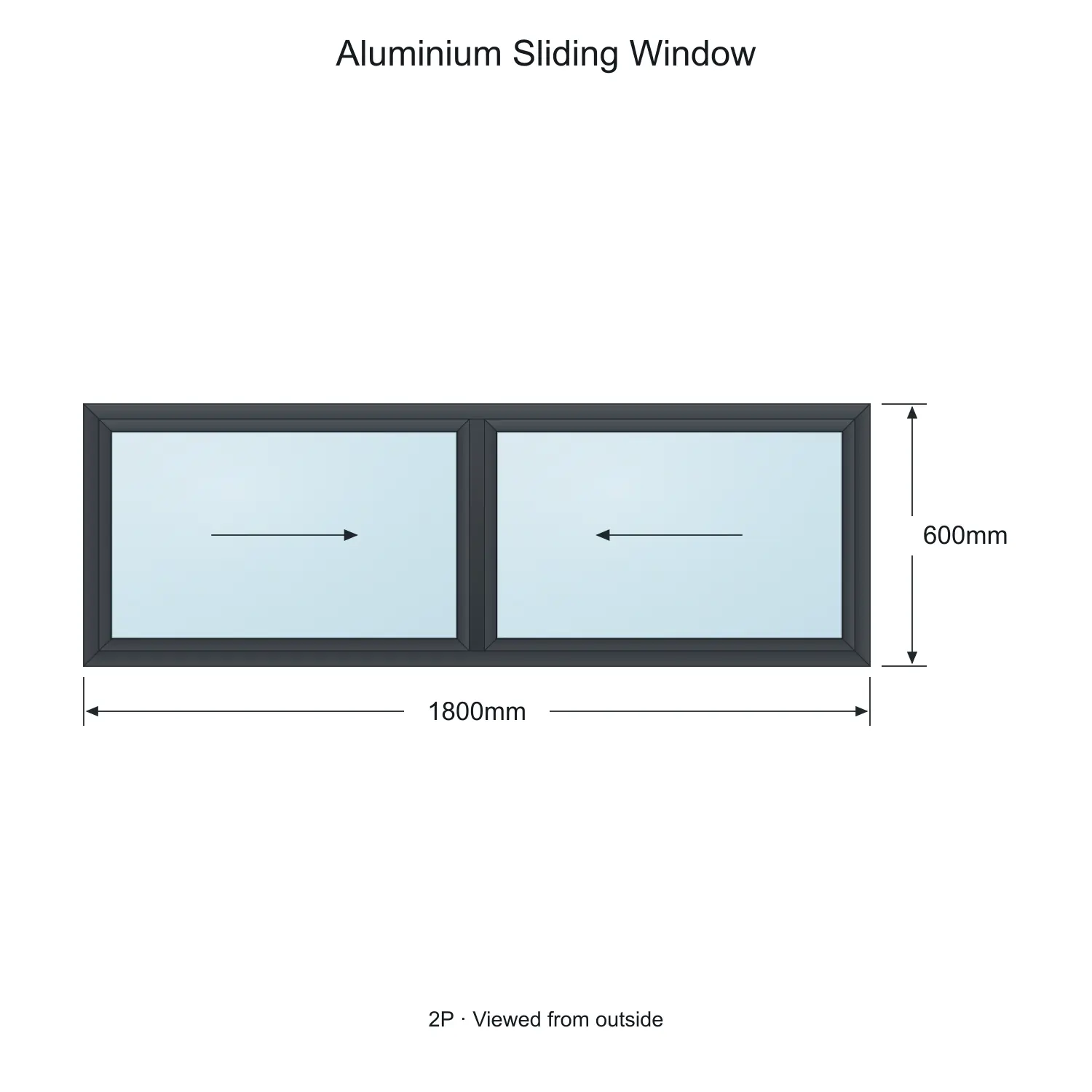 aluminium sliding window eagle 2p 1800 x 600 mm measurements