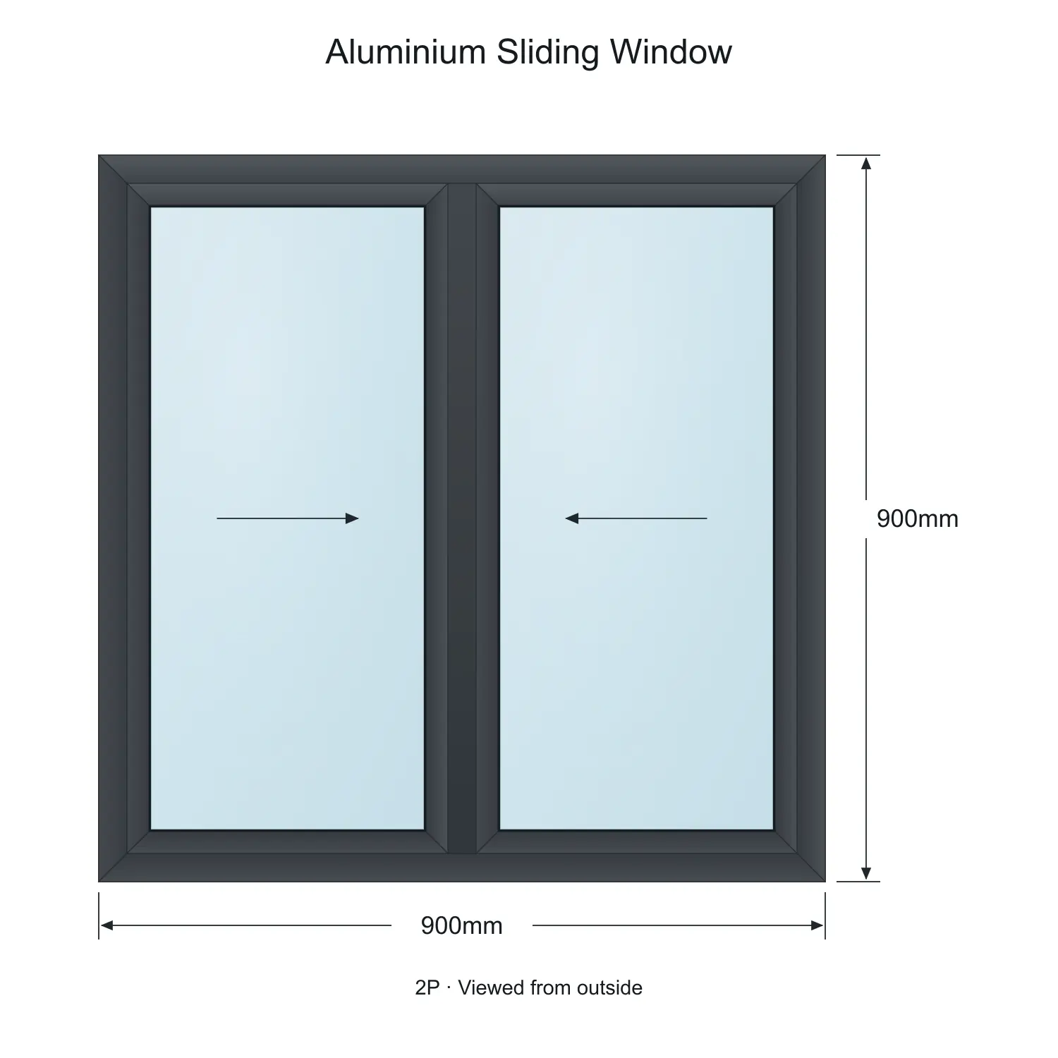 aluminium sliding window eagle 2p 900 x 900 mm measurements