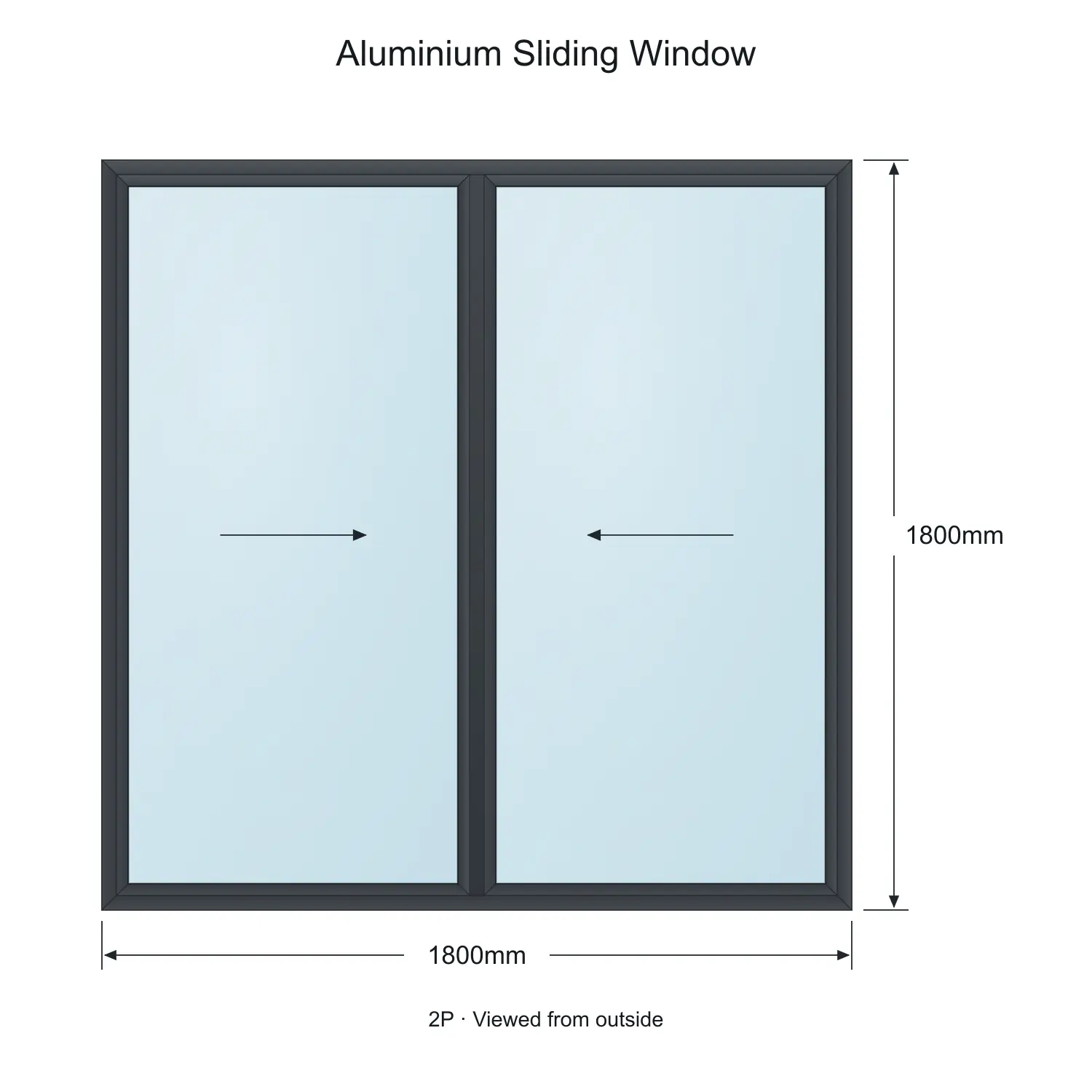 aluminium sliding window premier 2p 1800 x 1800 mm measurements
