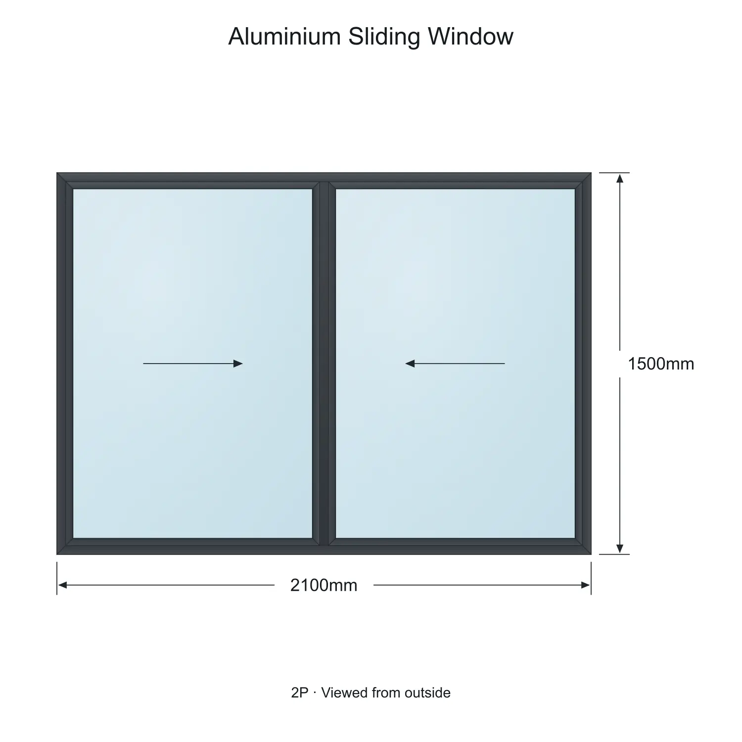 aluminium sliding window premier 2p 2100 x 1500 mm measurements