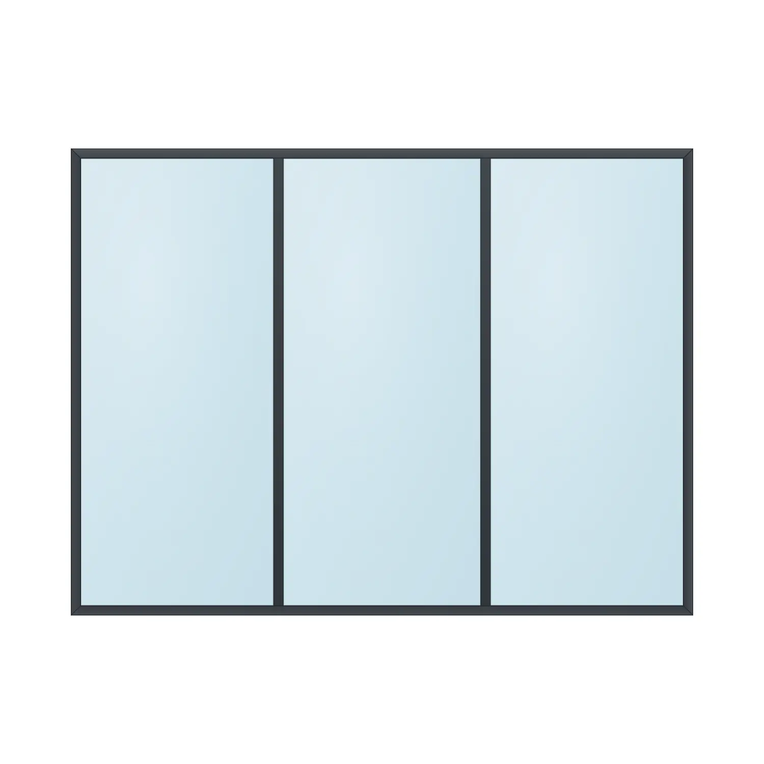 fixed aluminium window 3 panel fx3x1 2400 x 1800 mm