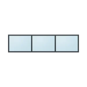 fixed aluminium window 3 panel fx3x1 2400 x 600 mm