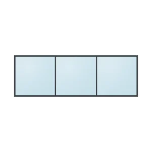 fixed aluminium window 3 panel fx3x1 3600 x 1200 mm