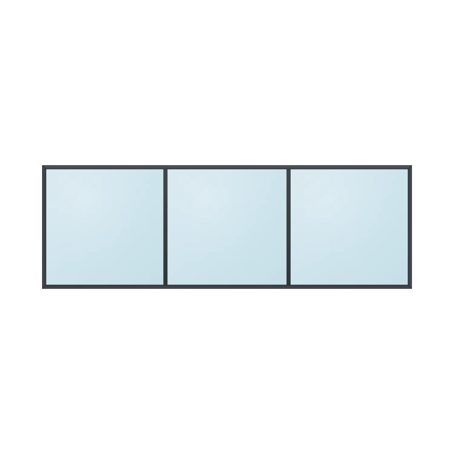 fixed aluminium window 3 panel fx3x1 3600 x 1200 mm