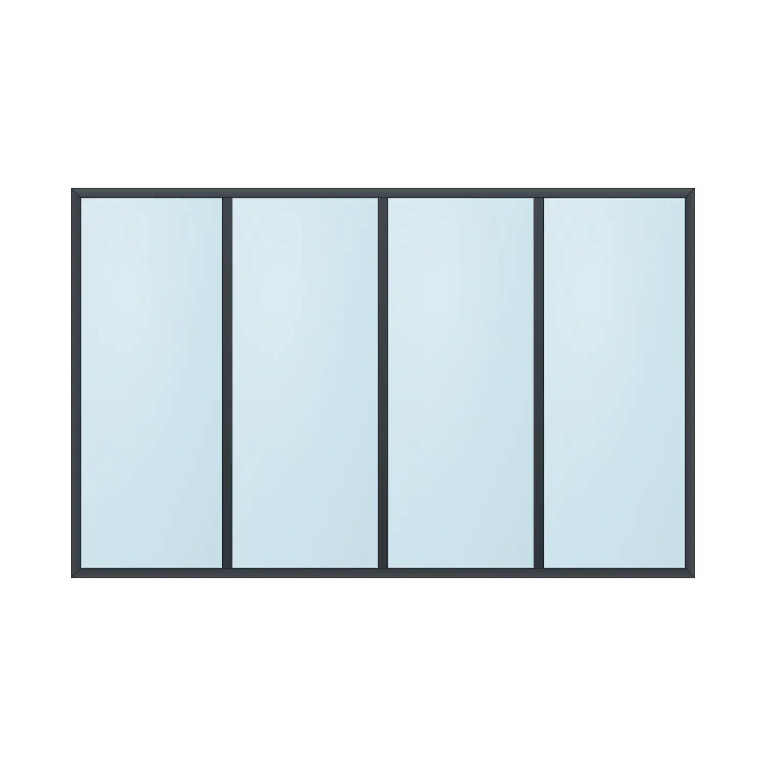 fixed aluminium window 4 panel fx4x1 2400 x 1500 mm