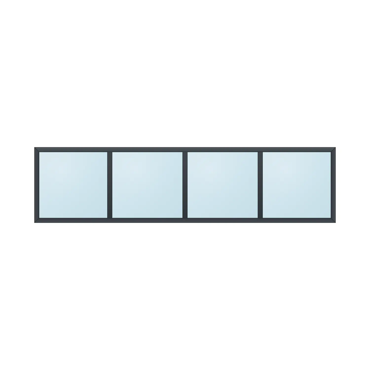 fixed aluminium window 4 panel fx4x1 2400 x 600 mm