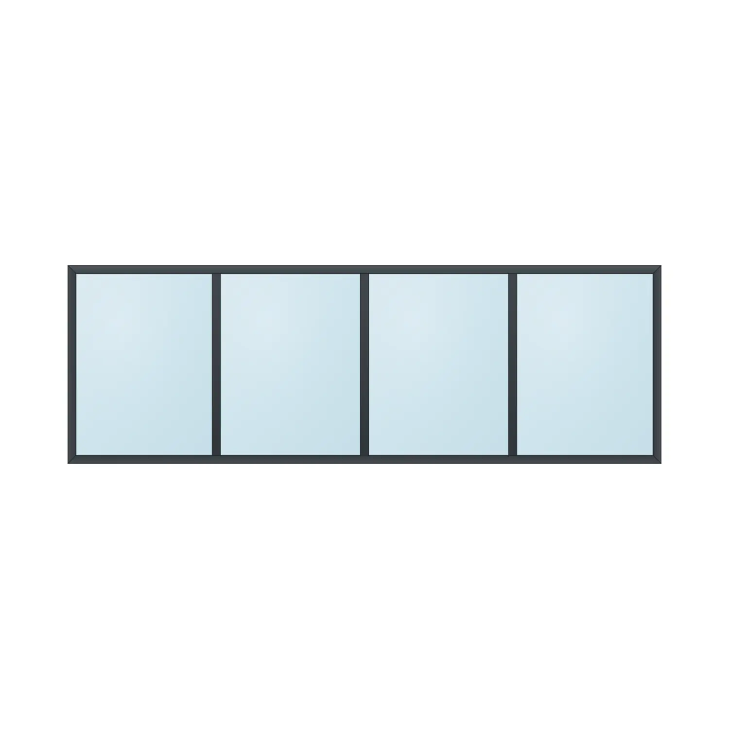 fixed aluminium window 4 panel fx4x1 2700 x 900 mm