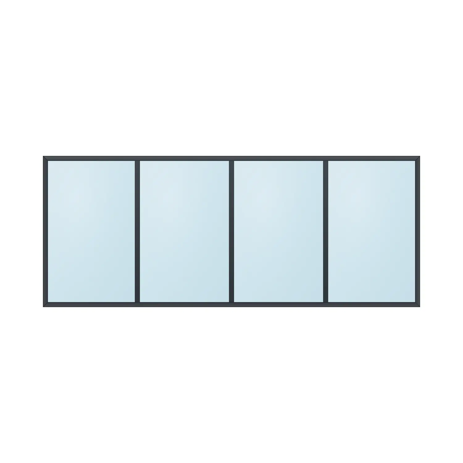 fixed aluminium window 4 panel fx4x1 3000 x 1200 mm