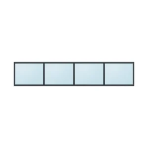 fixed aluminium window 4 panel fx4x1 3000 x 600 mm