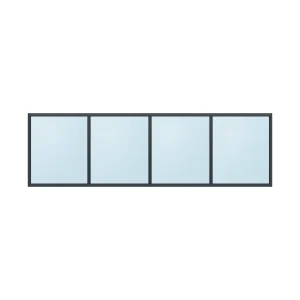 fixed aluminium window 4 panel fx4x1 3000 x 900 mm
