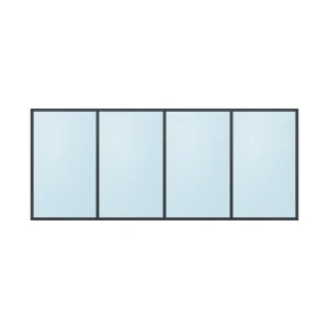 fixed aluminium window 4 panel fx4x1 3600 x 1500 mm
