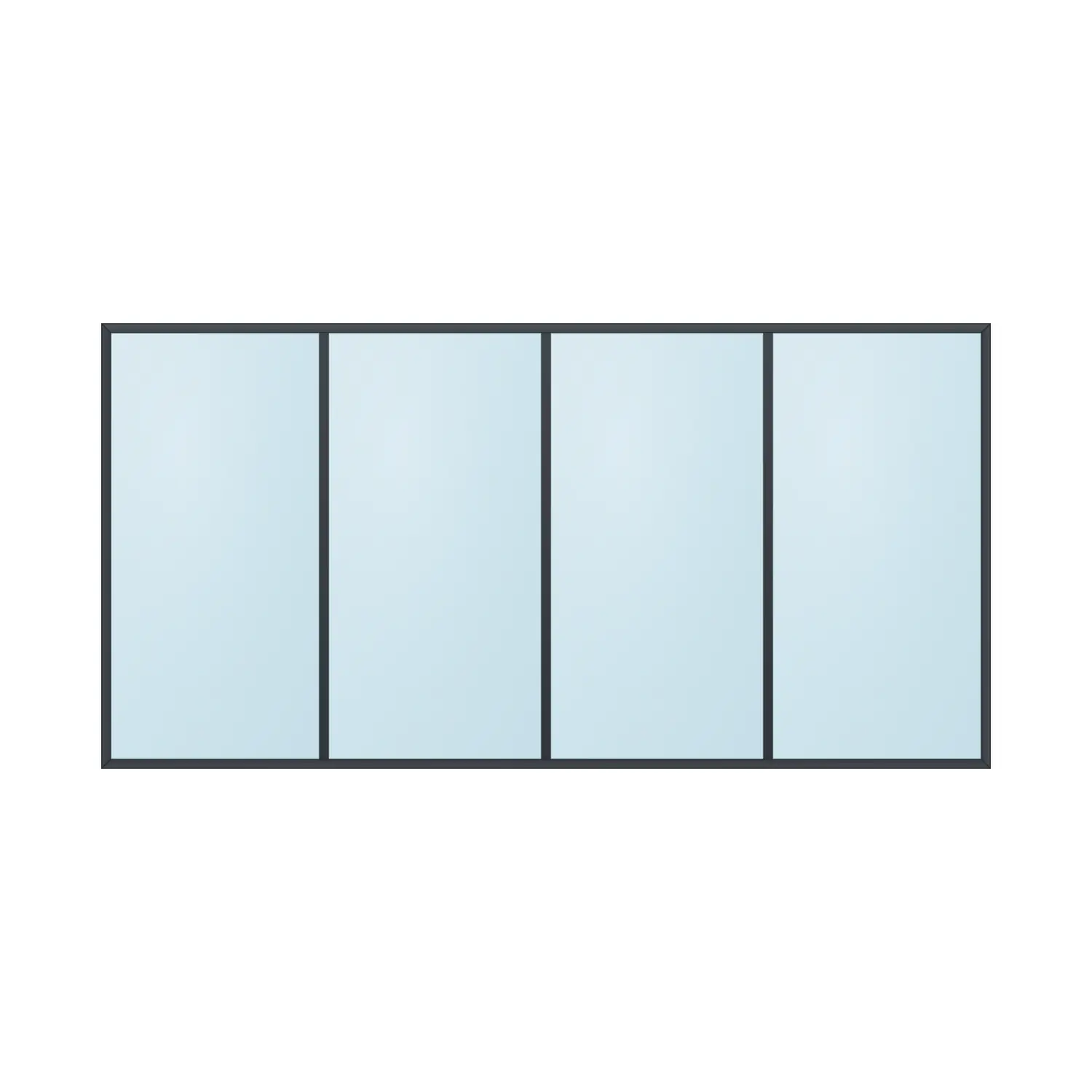 fixed aluminium window 4 panel fx4x1 3600 x 1800 mm