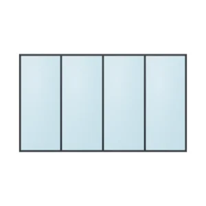 fixed aluminium window 4 panel fx4x1 3600 x 2100 mm
