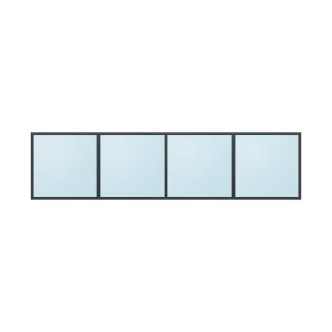 fixed aluminium window 4 panel fx4x1 3600 x 900 mm