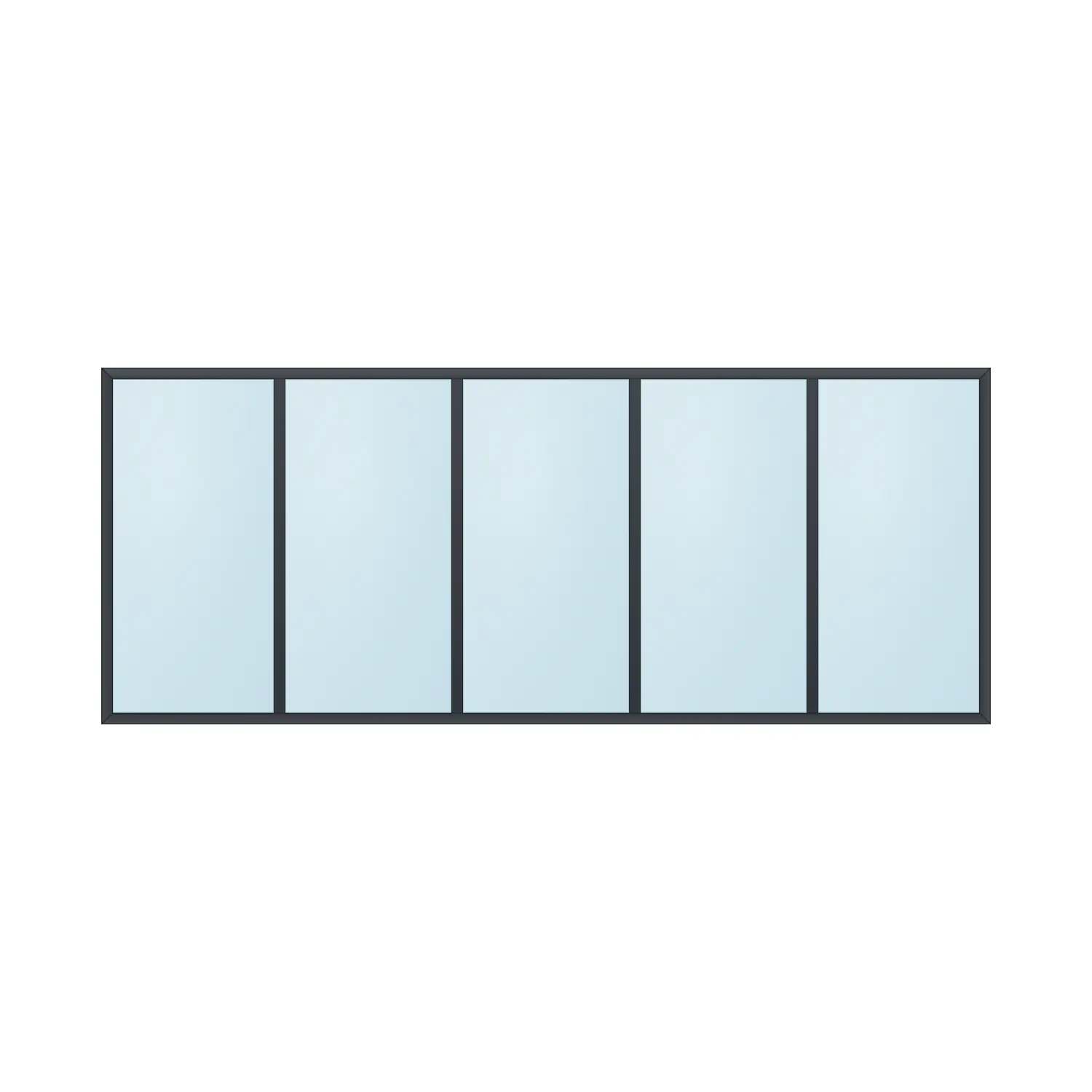 fixed aluminium window 5 panel fx5x1 3000 x 1200 mm
