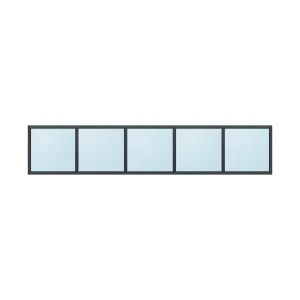 fixed aluminium window 5 panel fx5x1 3000 x 600 mm