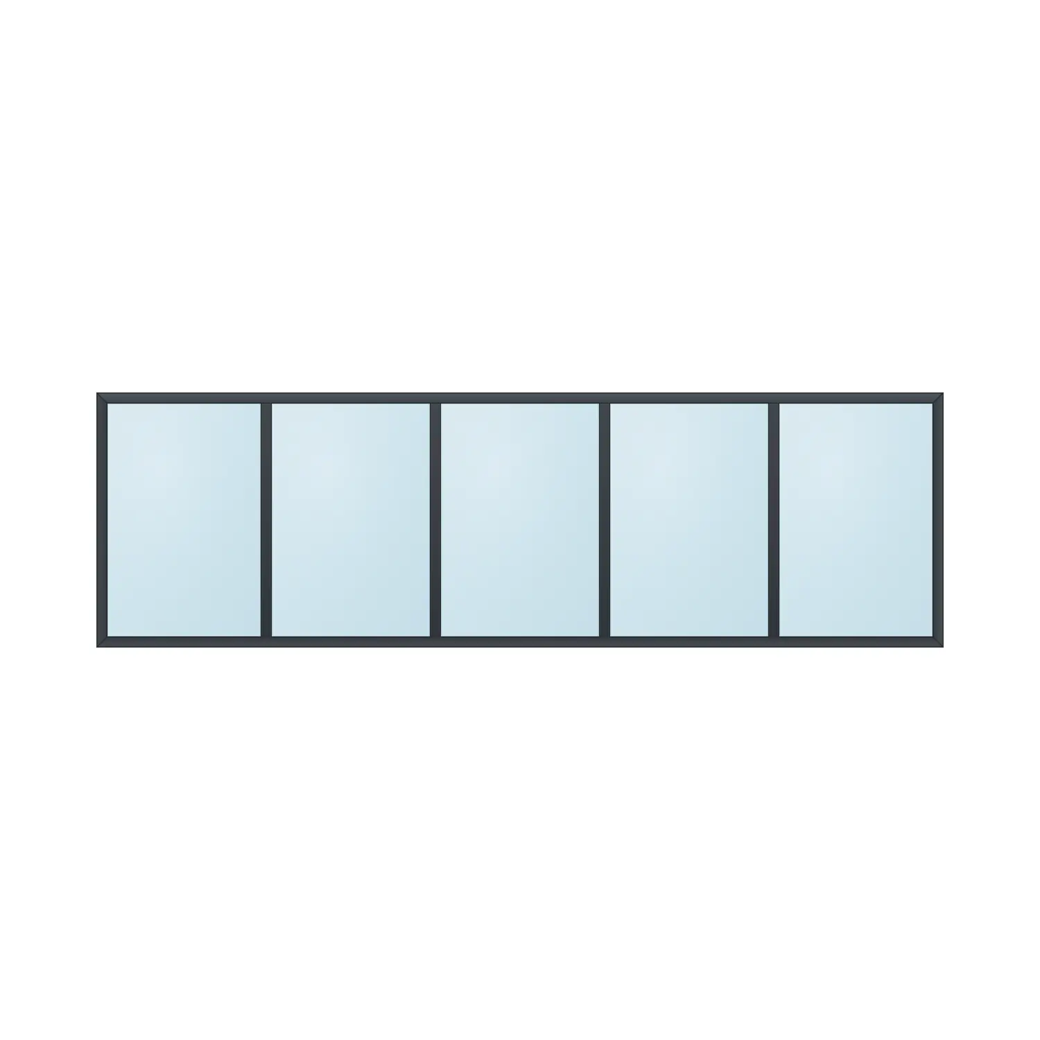 fixed aluminium window 5 panel fx5x1 3000 x 900 mm