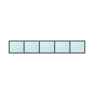 fixed aluminium window 5 panel fx5x1 3600 x 600 mm