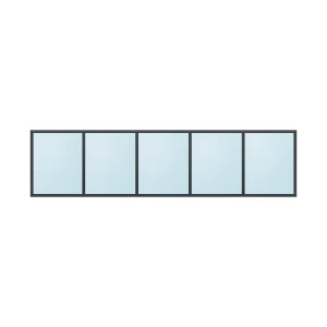 fixed aluminium window 5 panel fx5x1 3600 x 900 mm