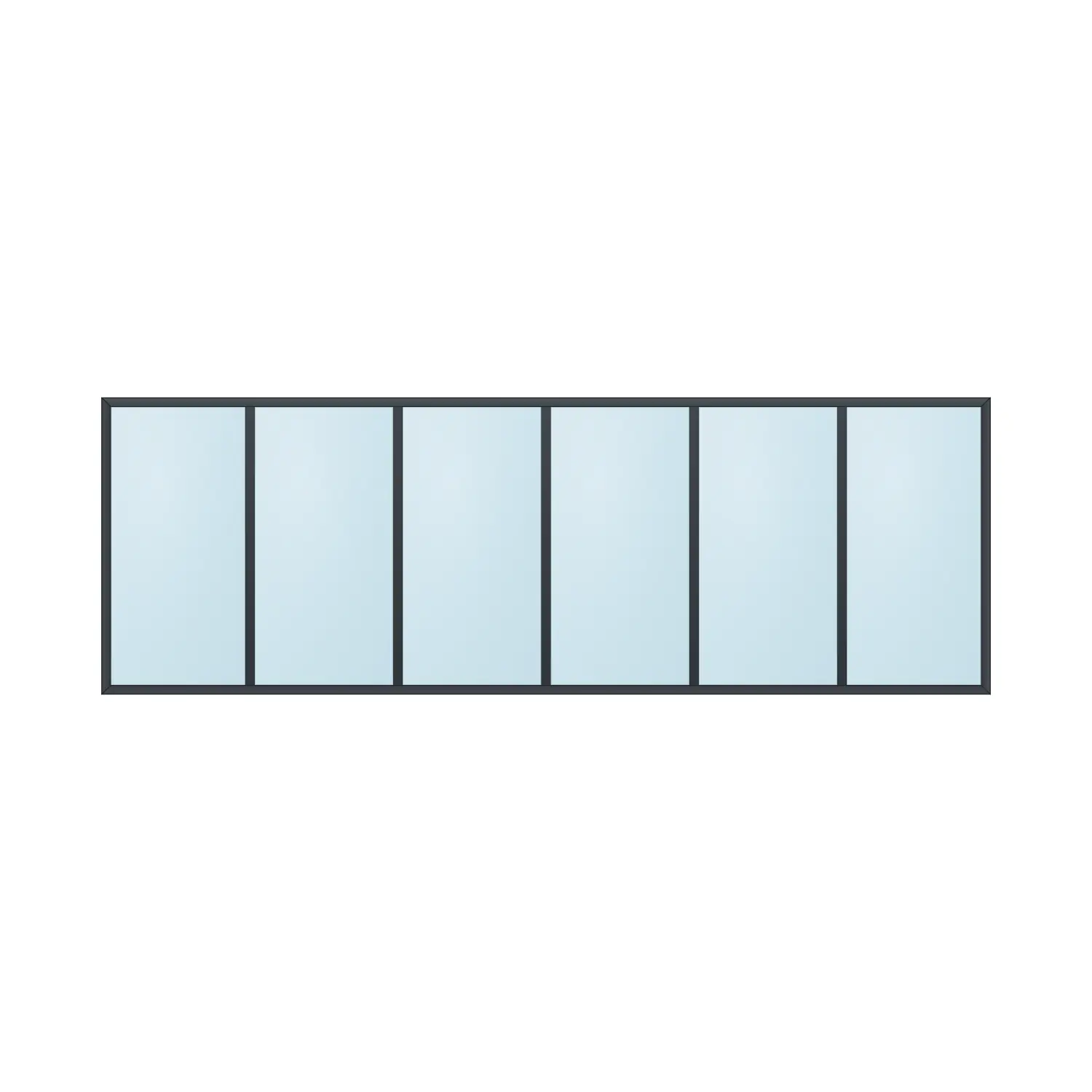 fixed aluminium window 6 panel fx6x1 3600 x 1200 mm
