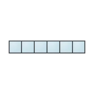 fixed aluminium window 6 panel fx6x1 3600 x 600 mm