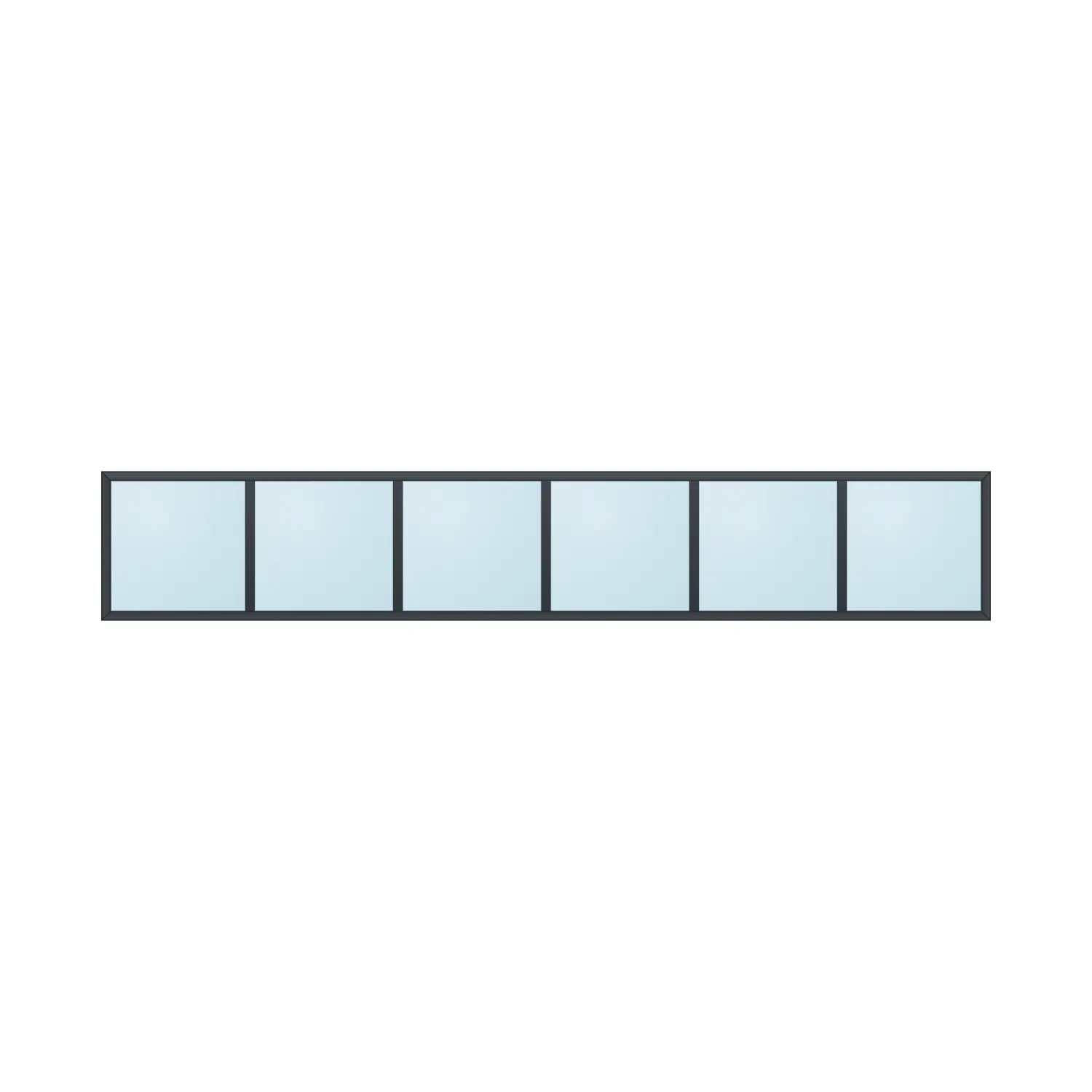 fixed aluminium window 6 panel fx6x1 3600 x 600 mm