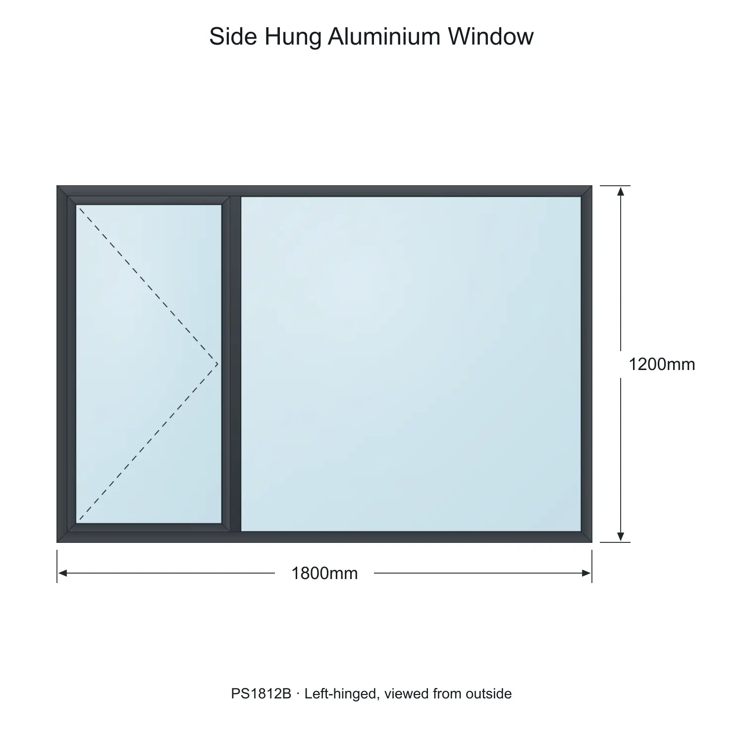 side hung aluminium window ps1812b 1800 x 1200 mm measurements