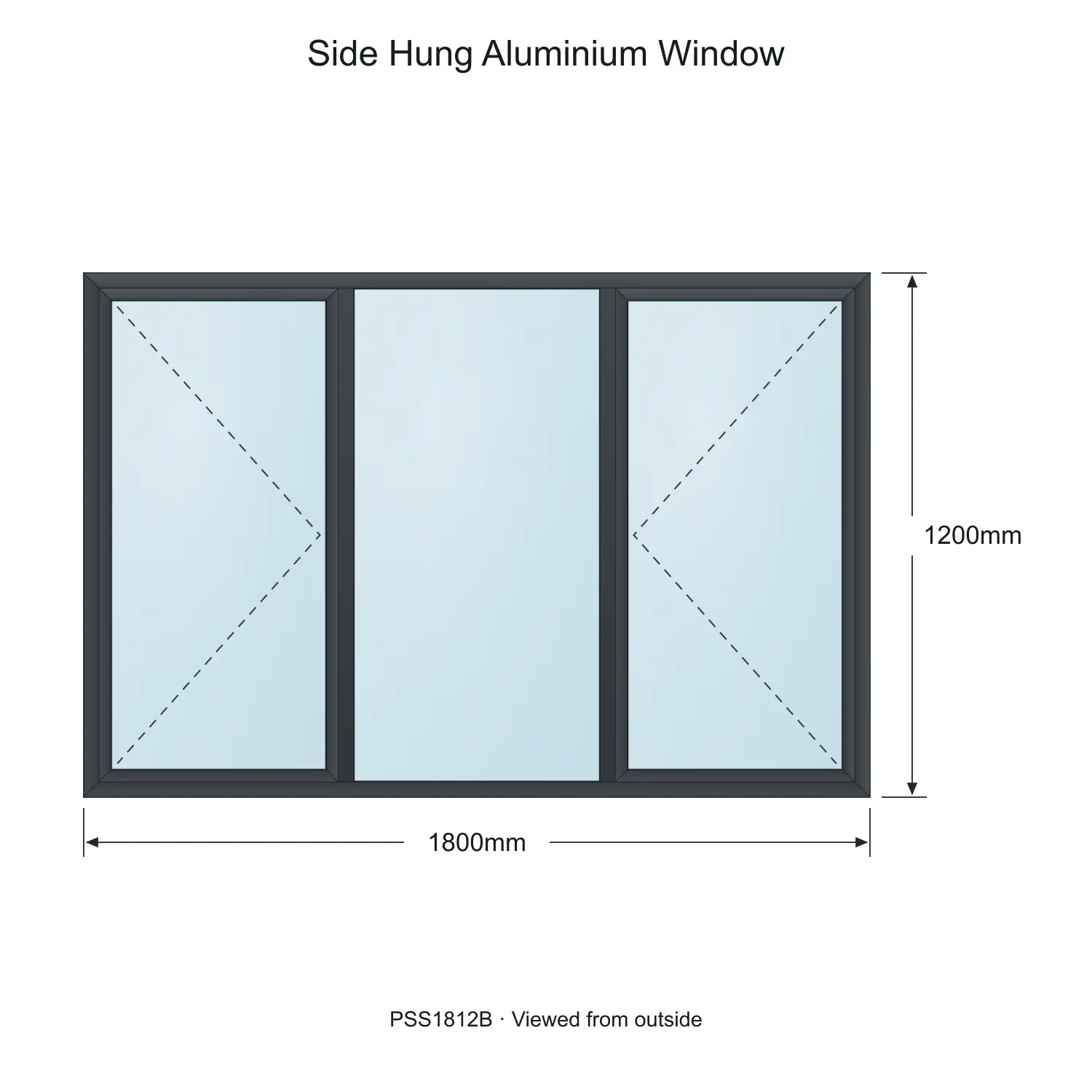side hung aluminium window pss1812b 1800 x 1200 mm measurements